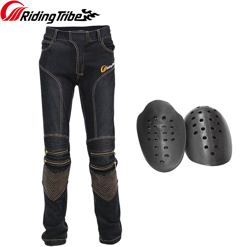 Men Women Motorcycle Pants Slim Fit Jeans Motocross Motorbike Protective Trousers Racing Clothing with Protective Kneepads HP-05