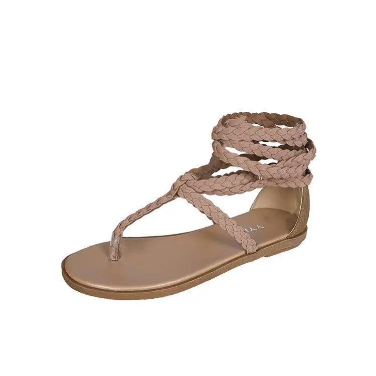 

2021 Summer Flip Flops Platform Sale Of Women's Shoes Breathable Flat Sandals Suit Female Beige Strappy Heels Large Size Correct