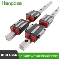 4pcs hgh25ca or hgw25cc 2pcs linear rail hgh25 cnc parts guide rails block hgw25cc hgh25ca and 400 600 700mm linear