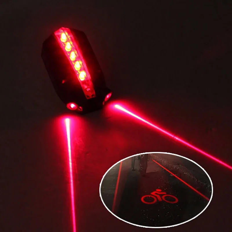 2 Laser+5 Led Rear Bike Bicycle Tail Light Beam Safety Warning Red Lamp Cycling Taillight Light Mtb Road Bike Light