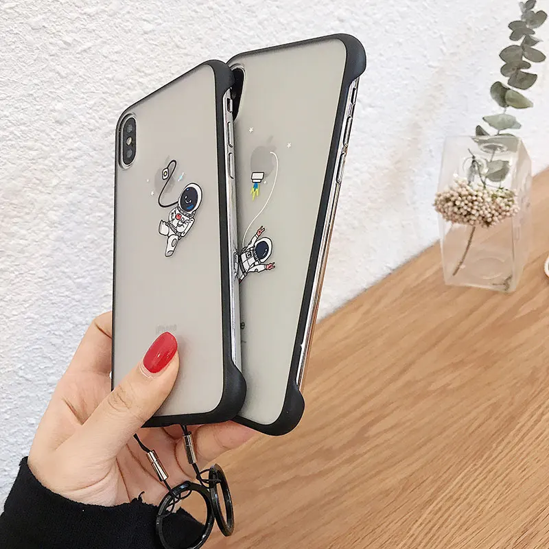 Borderless чехол для телефона iPhone XR XS MAX X милый астронавт жесткий прозрачный Забавный
