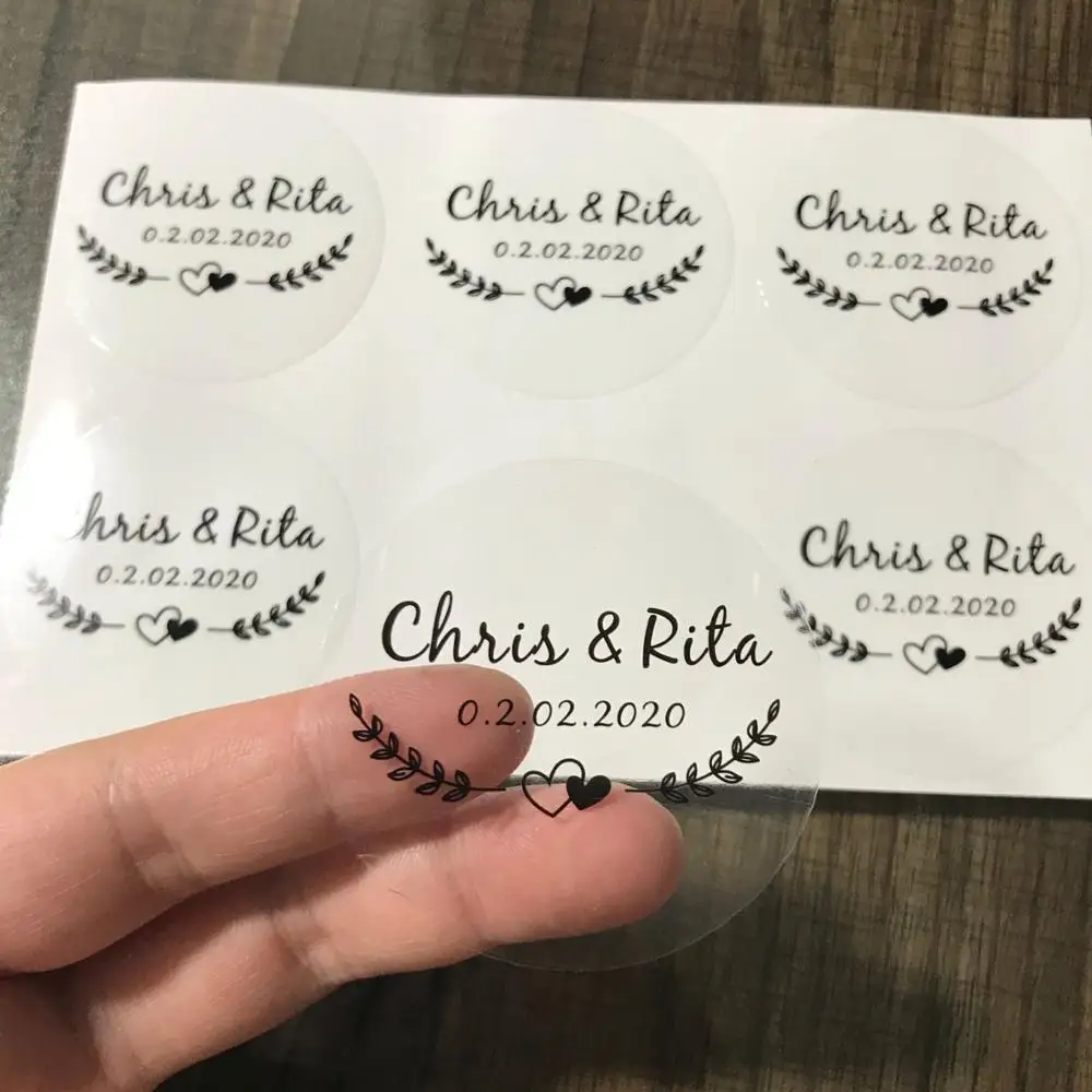 100 3 7 см Заказные прозрачные свадебные наклейки персонализированные именные