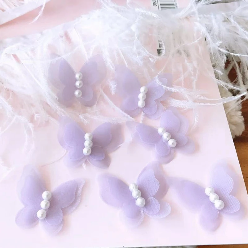 10 шт./лот патчи ремесло поставки цветок жемчуг стерео бабочка свадебное платье DIY