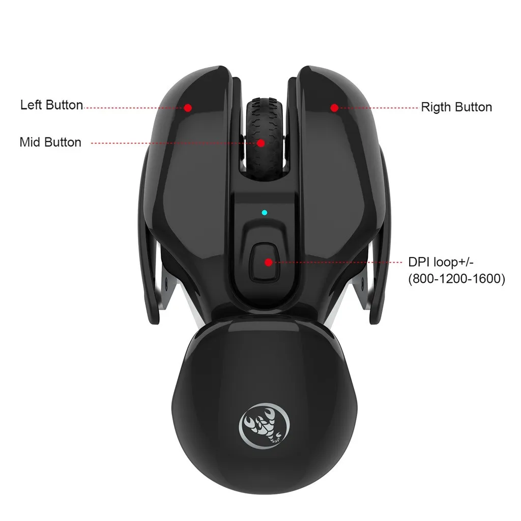 Wireless Mouse New Rechargeable 2.4G 4 Keys 1600 DPI Metal Noiseless Silent Click Optical Professional Gaming Mice z1223# | Компьютеры и