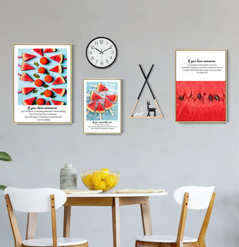 Современная роспись фрукты арбуз искусство на стену в столовой декор для