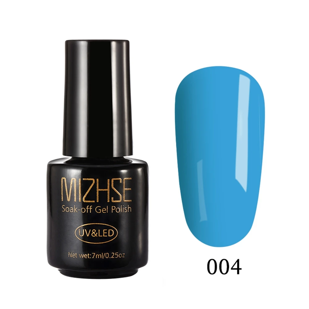 LAKEBLUE004 MIZHSE Гель-лак для ногтей 7 мл UV Vernis Полупостоянный праймер верхнее покрытие для маникюра xx цветов гелевое покрытие для ногтей гель-арт - Цвет: LAKEBLUE004