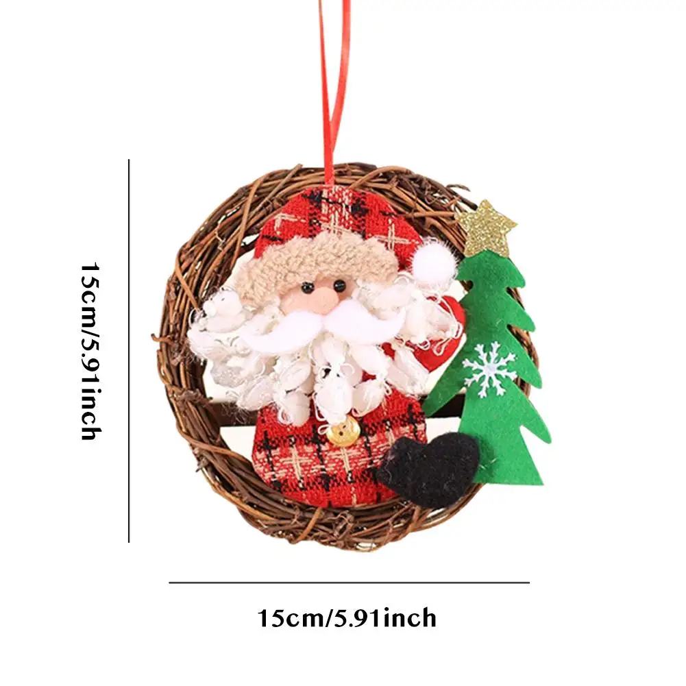 Креативный Рождественский венок подвесная Статуэтка из ротанга гирлянда на