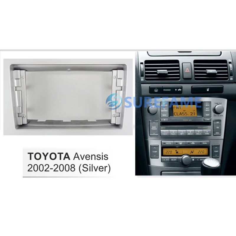 Панель радиоприемника автомобильная 9 дюймов для Toyota Avensis 2002-2008 (Серебристая) |