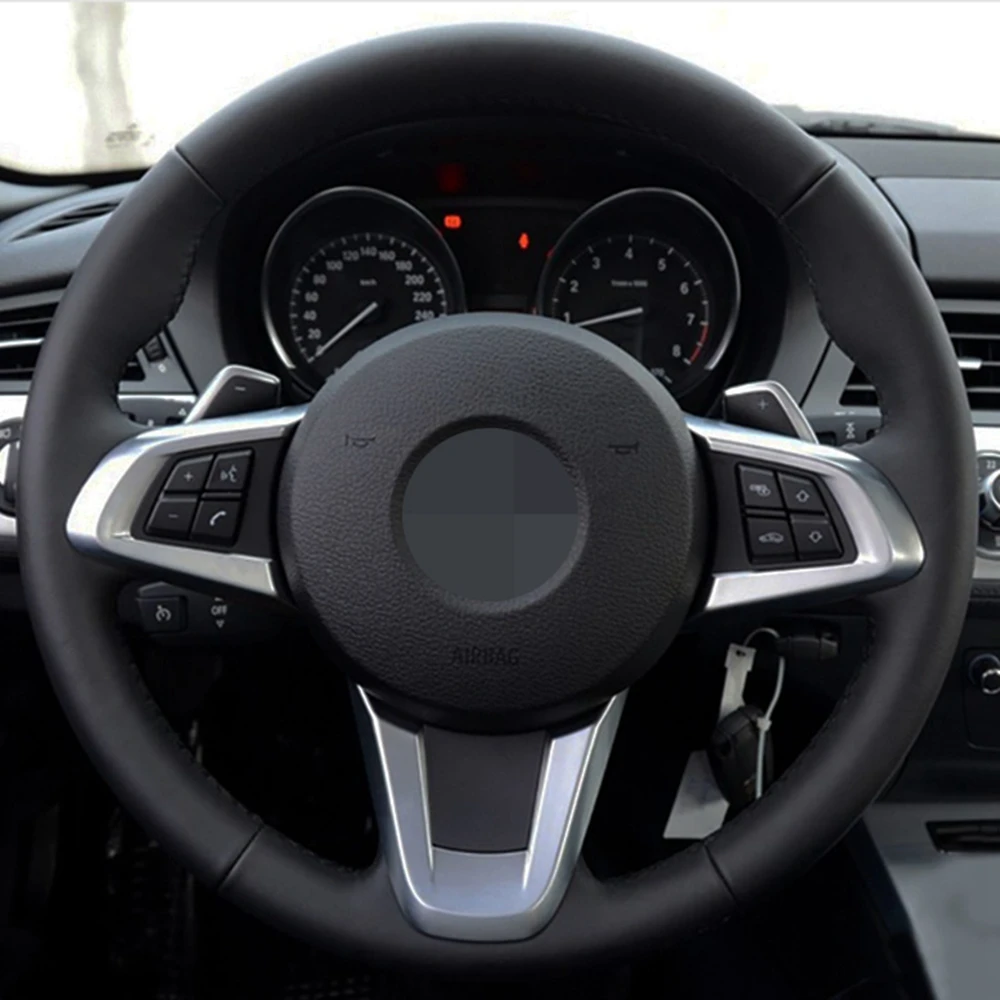 Чехол рулевого колеса автомобиля DIY ручной работы Черная мягкая искусственная