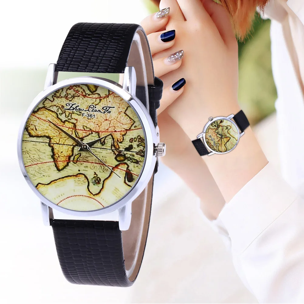 

Relgio Fashion Quartz Watch Leather Strap Couple Watch For Women Men Couple Watches With Retro Style Printed Relojes Para Mujer
