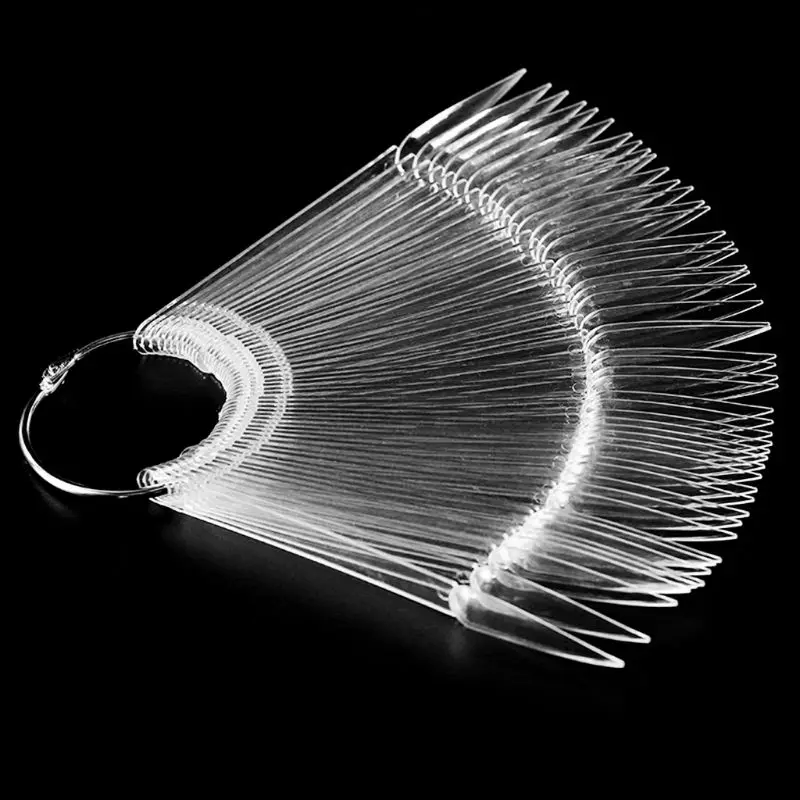 

Q1QD 50pcs/pack Nail Display Sticks Swatches Showing Card Fan Shaped False Sharp Practice Manicure Tools