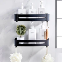 bathroom shelf organizer shower storage rack black corner shelves wall mounted stainless steel toilet shampoo holder no drill