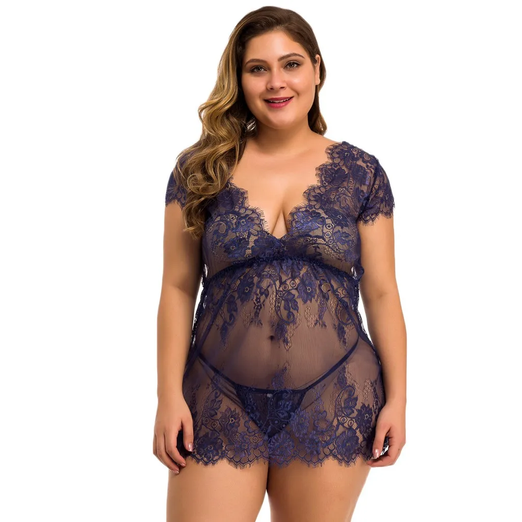 negligee Сексуальное, эротическое белье женское кружевное открытое Ночное платье Плюс Размер белое ночное белье Прозрачное нижнее белье Ночное платье неглиже J20 - Цвет: negligee