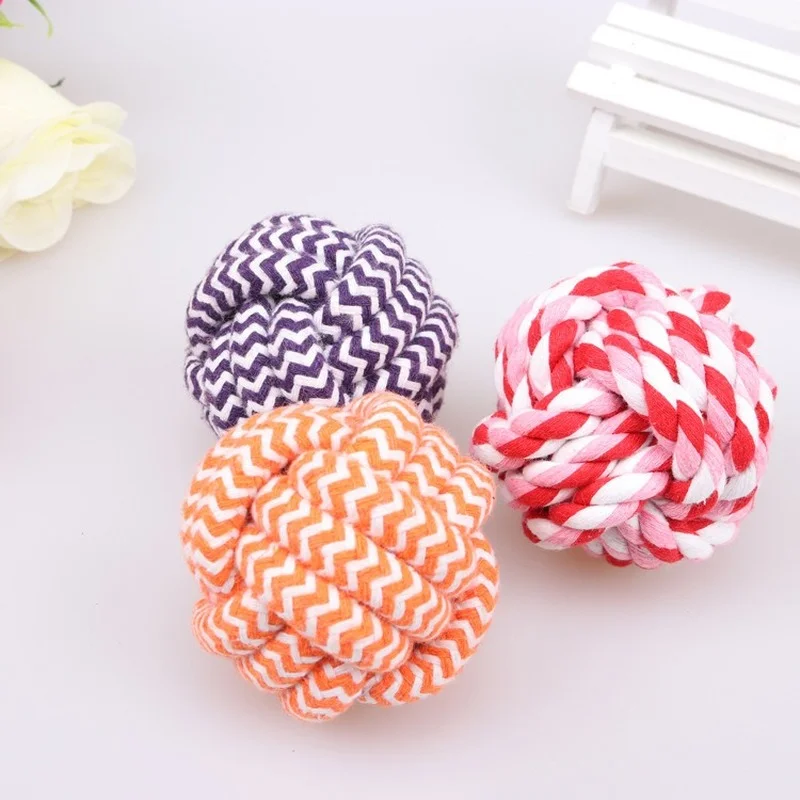 

1pcs Colorful Dog Gnaws Toy Cotton Rope Ball Ball Dog Bite Toy Chew Teething Ball Interactive Puppy Training Fun Pet Supplies