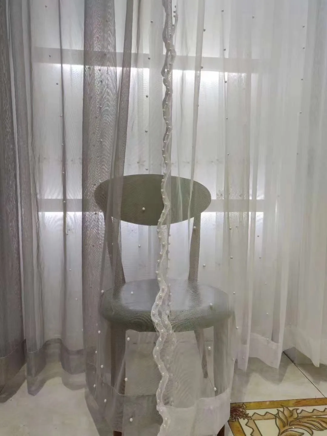 

Japanese Luxury Pearl Embroidey Pure White Tulle Curtains for Bedroom Romantic Sheer for Living Room Window Screen Kitchen