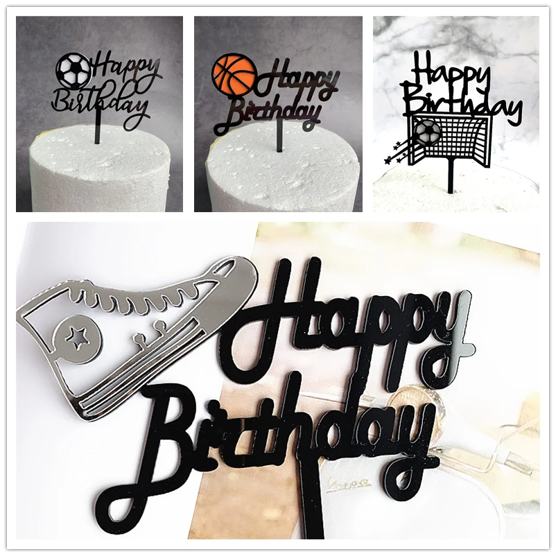 New Cake Topper Happy Birthday Male God Basketball Acrylic shoe Acrylic Cake Topper Children's Birthday Party Cake Decoration