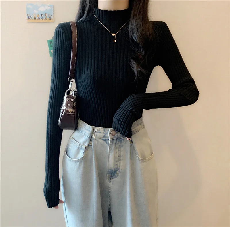 Осень 2021 новая Корейская версия приталенной рубашки с полувысоким воротником и