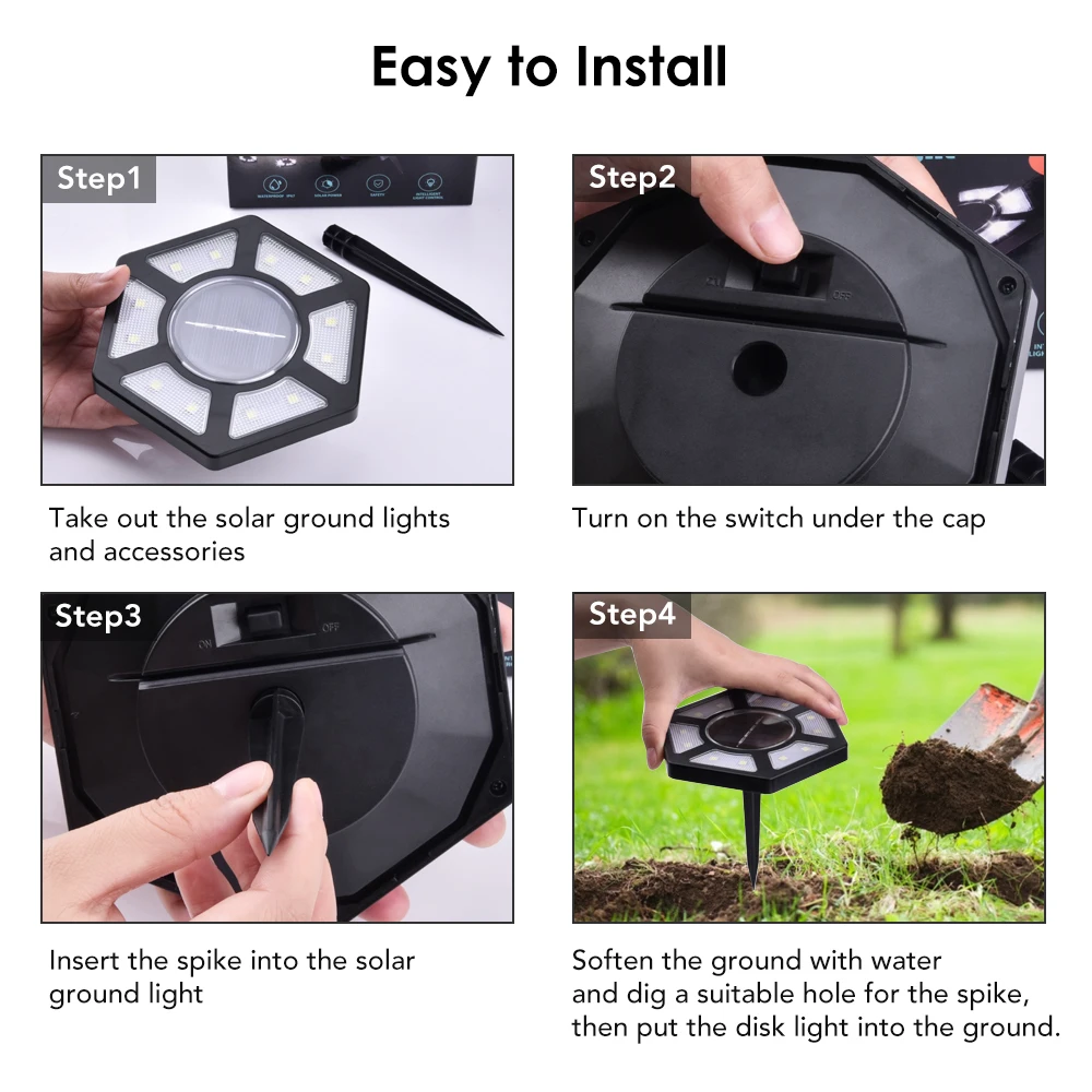 4 шт 12 Светодиодный Солнечный Мощность похоронены светильник под землей лампа