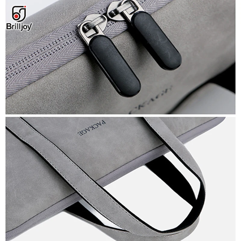 Brilljoy Handbag PU Waterproof Scratch-resistant Laptop Briefcase 13 14 15 inch Notebook Shoulder Bag Carry Case women and men