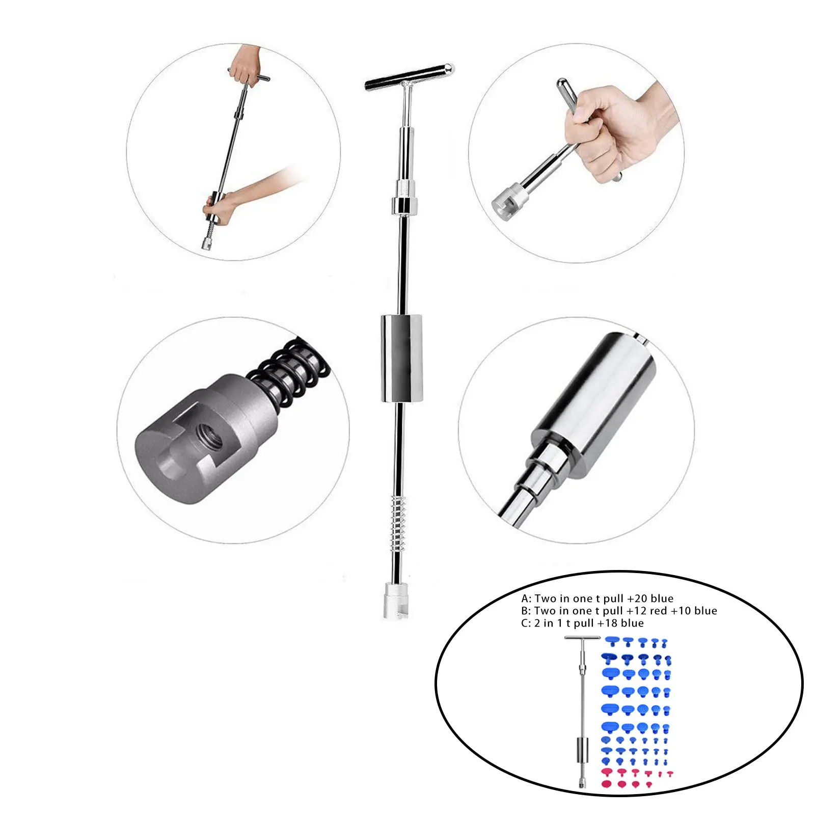 

Car Dent Remover Automobile Body Repair Hail Damage Dent Removal Paintless Repair Kit Dent Removal T-Bar Tool