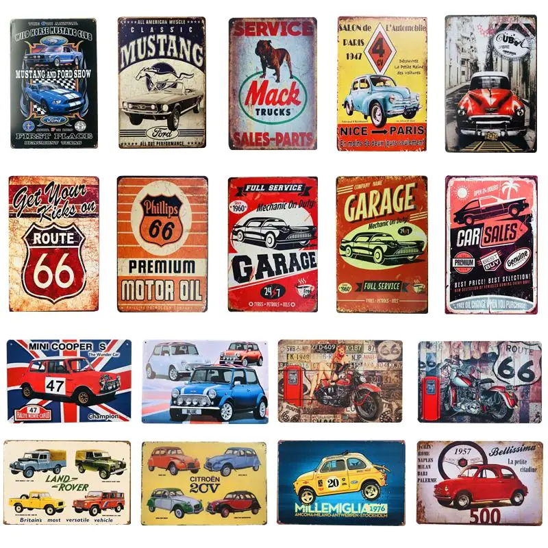 

Metal Tin Signs Mustang Motorcycles Car Motor Oil And Gasoline Garage Route 66 Art Poster Pub Bar Club Decor Wall Plaque