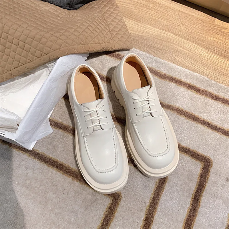 

Meotina 2021 Spring Women Shoes Cow Split Leather Platform High Heels Lace Up Block Heel Pumps Ladies Footwear White Big Size 43