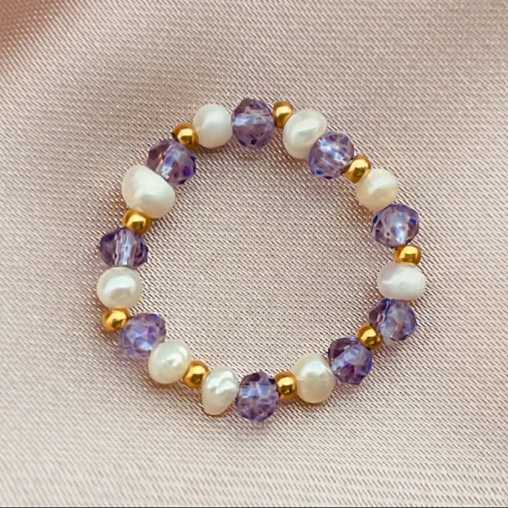 POMLEE Bohemia Colorful Natural Stone Rings for Women Irregular Pearl with Glass Stainless Steel Beads Fashion Jewelry Hot | Украшения и