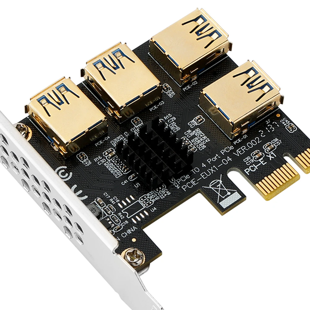 Золотая PCI-E карта-адаптер X1/X4/X8/X16 с 1 на 4 портами USB усилитель концентратора карта