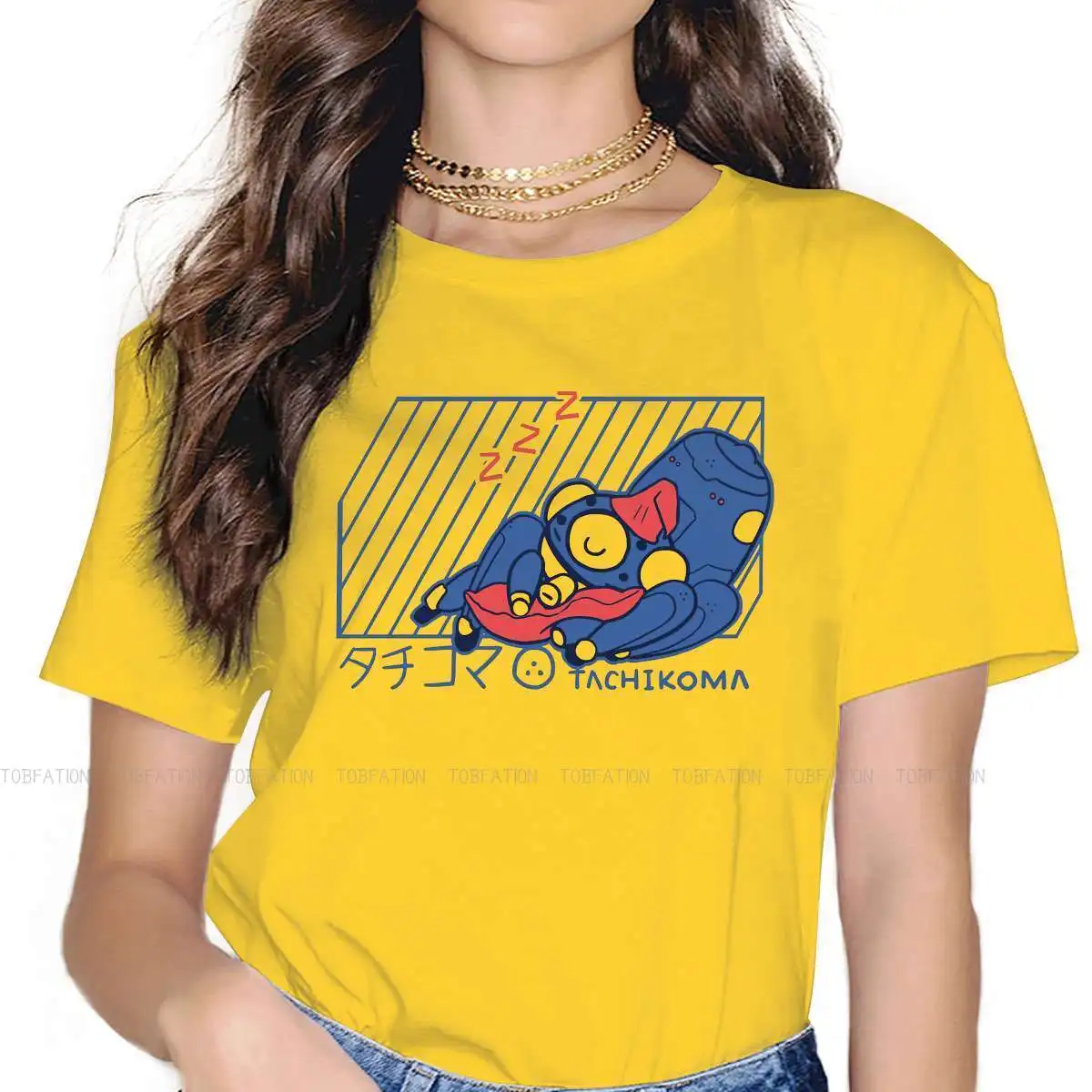 

Funny Newest TShirts Ghost in the Shell Kusanagi Motoko Batou Comics Girl Graphic Fabric Tops T Shirt Round Neck Oversized