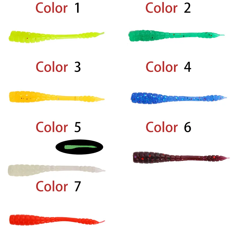 

50Pcs 20Pcs Luya Soft Bait 0.4g 4.5cm Fishing Gear Lifelike Worm Earthworm Maggot Simulation Silicone Artificial Lure Ocean Boat