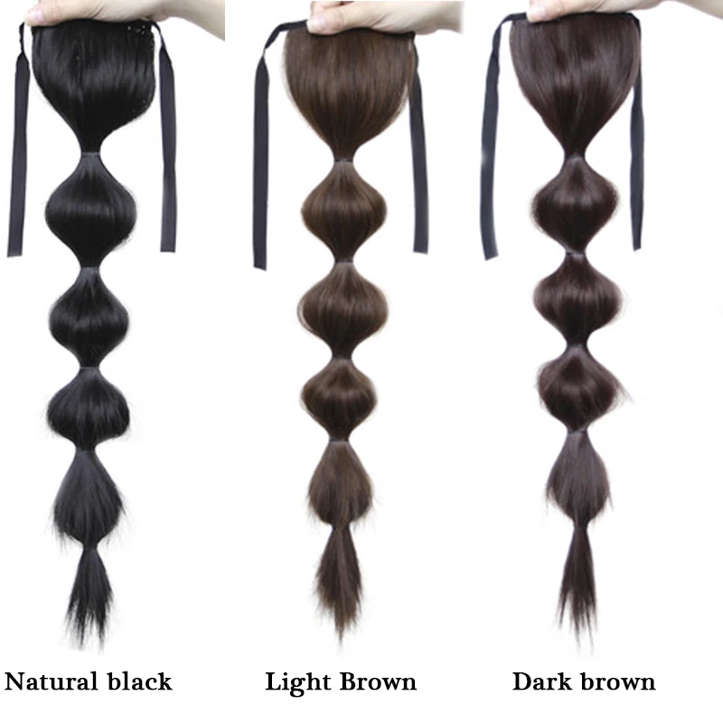 Синтетический шнурок хвост для девочек черный/коричневый цвет плетеный фонарь