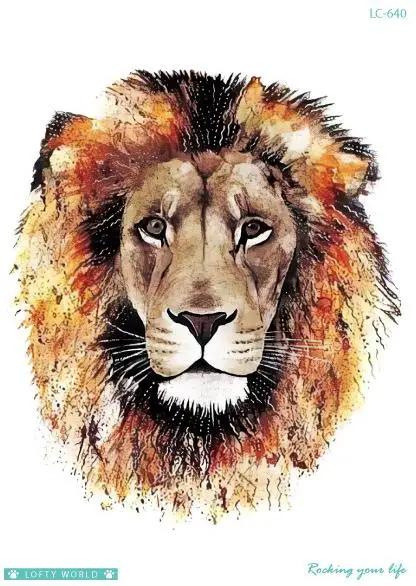 Временные татуировки поддельные тату-Стикеры свирепый лев тату флеш-тату