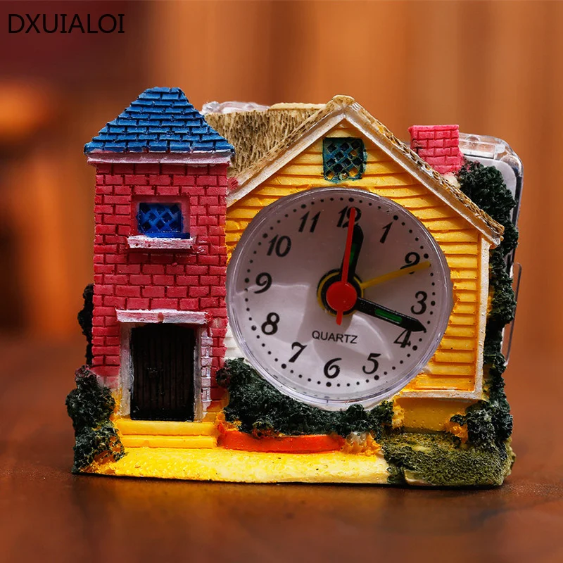 

DXUIALOI, креативная простая вилла, детская спальня, Настольный будильник, полимерные поделки, гостиная отключить будильник, украшение для дома