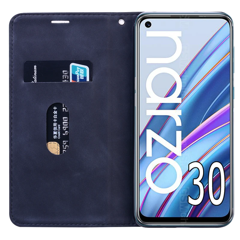 for realme narzo 30 case rmx2156 flip wallet leather phone cover on realme narzo30 чехолна magnetic card etui book