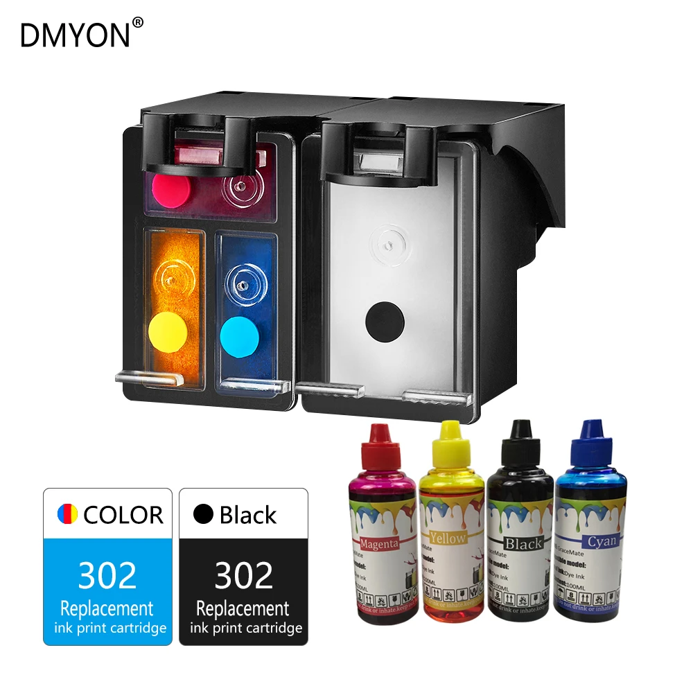 DMYON 302XL перезаправляемый картридж Замена для hp 302 чернильных картриджей с