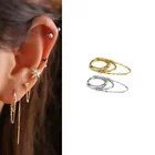 Серьги-кольца Huggie, 1 шт., в стиле панк, с шипами, с фианитами, золотые, для ушной раковины, ювелирные изделия, для пирсинга ушной раковины