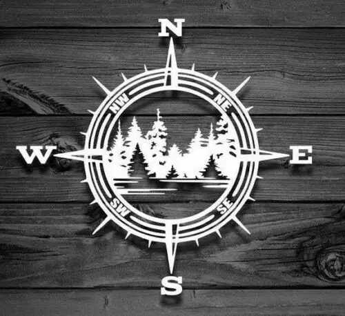 

COMPASS TREES LAKE Vinyl Decal -Sticker for Jeep Car Truck Bumper Wall Window