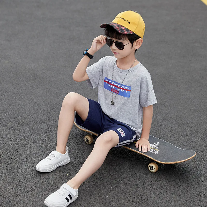 Hot Sale Spring Summer Kids Clothes Suit Baby Boys T-Shirt+ Shorts 2pcs/Set Kids Teenage Top Sport Children's Day Gift Formal