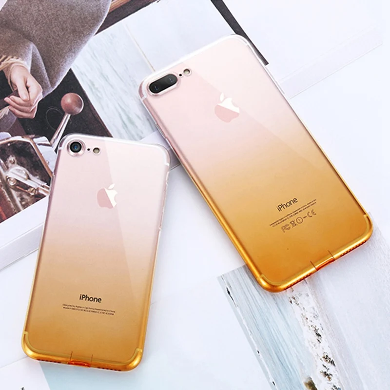 Градиентный прозрачный ТПУ Телефон чехол для IPhone 6 6S 7 8 Plus ультра тонкий прозрачный защитный чехол для IPhone X XS Max XR Fundas