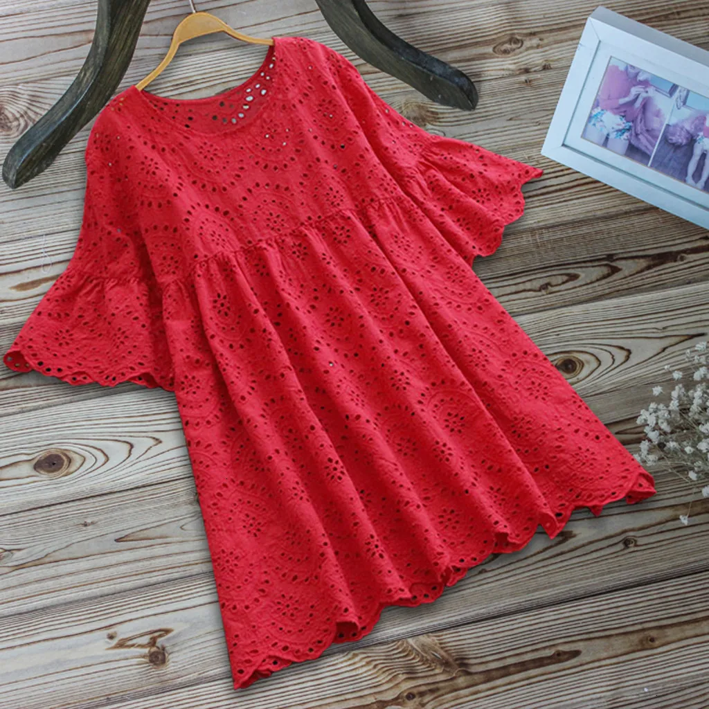 Женская Однотонная футболка повседневная с вырезом О-образным коротким рукавом