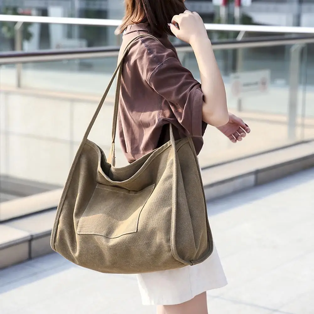 

Lady Bag Shoulder Handbag Fashion Wild Canvas Solid Color Large Capacity Simple Wild Leather Popular Solid color Casual H1