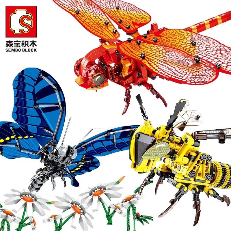 

Конструктор «синяя бабочка» SEMBO, конструктор в виде стрекозы, птицы, насекомое, пчела, 3D модели, игрушки для детей, подарок на день рождения, д...