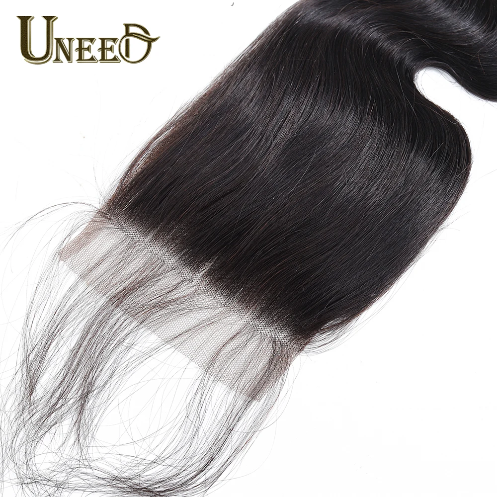 Uneed волосы малазийские объемные волнистые кружева Закрытие Remy человеческих