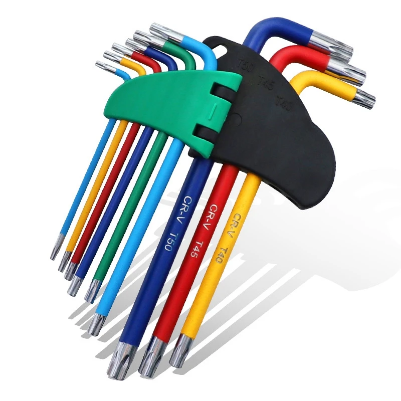 

9Pcs Screwdriver Torx Wrench Set Colour Coding Wear-Resisting Anticorrosion Key Sets Torx Star Spanner