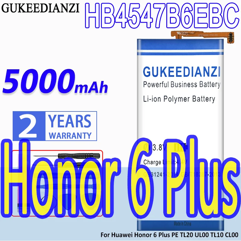 

GUKEEDIANZI Battery HB4547B6EBC 5000mAh For Huawei Honor 6 Plus PE TL20 UL00 TL10 CL00 Honor6 Plus Honor 6Plus