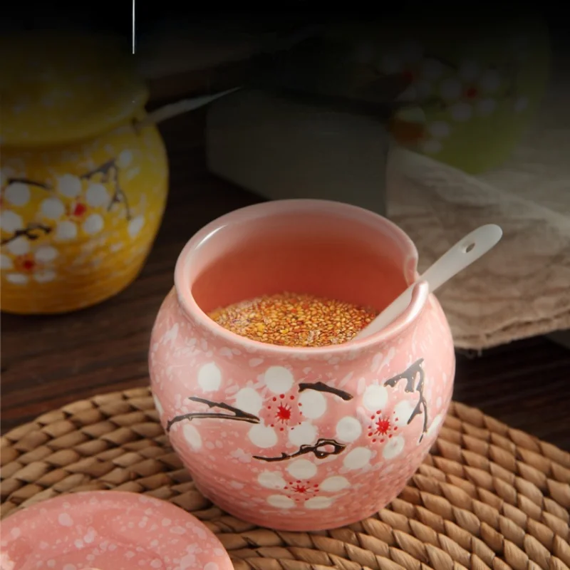 Керамическая солонка в японском стиле с ложкой