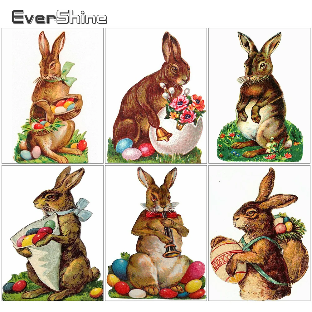 

EverShine Diamond Painting Rabbit Full Drill Diamond Mosaic Easter Eggs Cross Stitch Embroidery Animal Rhinestone Handmade Hobby