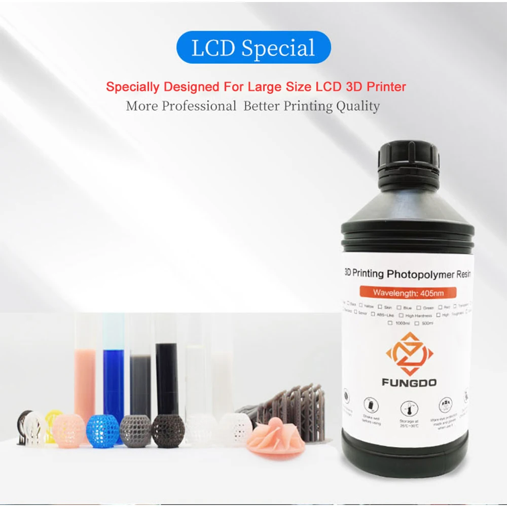 FUNGDO 3D Printer Resin Low Viscosity ABS-Like Photopolymer Liquid  UV Sensitive Resin For 10.1 13.3 15.5 MONO 3D Pprinter 1000g