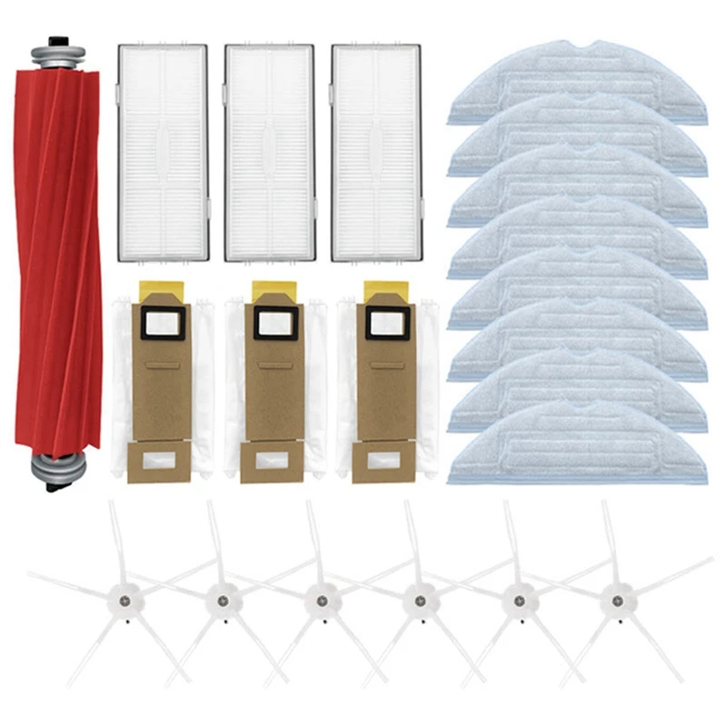 

21Pcs Main Side Brush Hepa Filter Mop Cloth Dust Bag Brush For Xiaomi Roborock S7 T7S Plus Vacuum Cleaner Parts