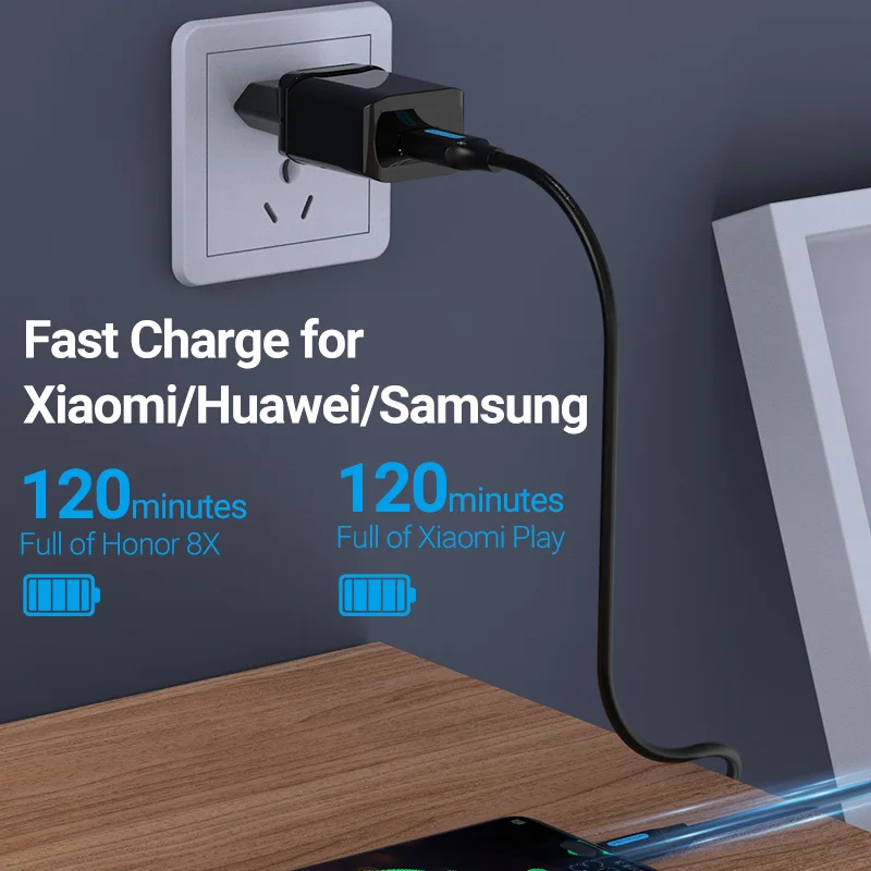 Фото Кабель Vention Micro USB, 3 А, нейлоновый, для быстрой зарядки и передачи данных, для Samsung, Xiaomi, LG, Android, кабели Micro USB мобильный телефон №3